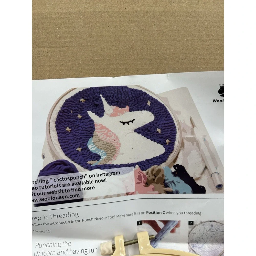 DIY Punch Needle Kit for Beginners | Cute Unicorn | 20x20cm